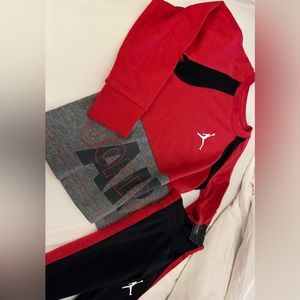 Jordan 2-piece, boys long-sleeve top with “gym” pants